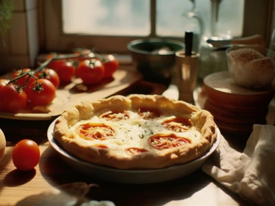 Recept: Tomat- och getostpaj med getost med potatismostäcke